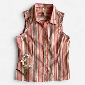 Vintage Y2K pink striped sleeveless top